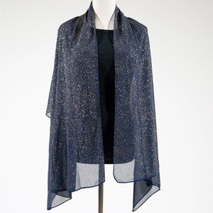 Sparkle Solid Colour Fashion Scarf - Navy Blue